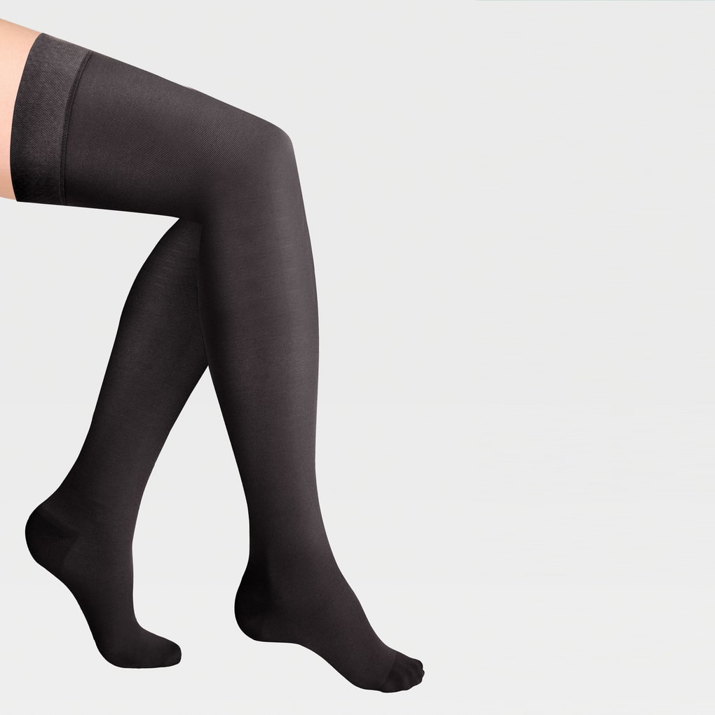 Bas à base de silicone avec bande élastique simple avec bout fermé sur la cuisse large ID-300W