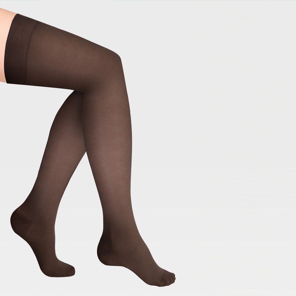 Bas en caoutchouc à base de silicone à bout fermé transparent sur la cuisse large ID-300tw ID-300TW