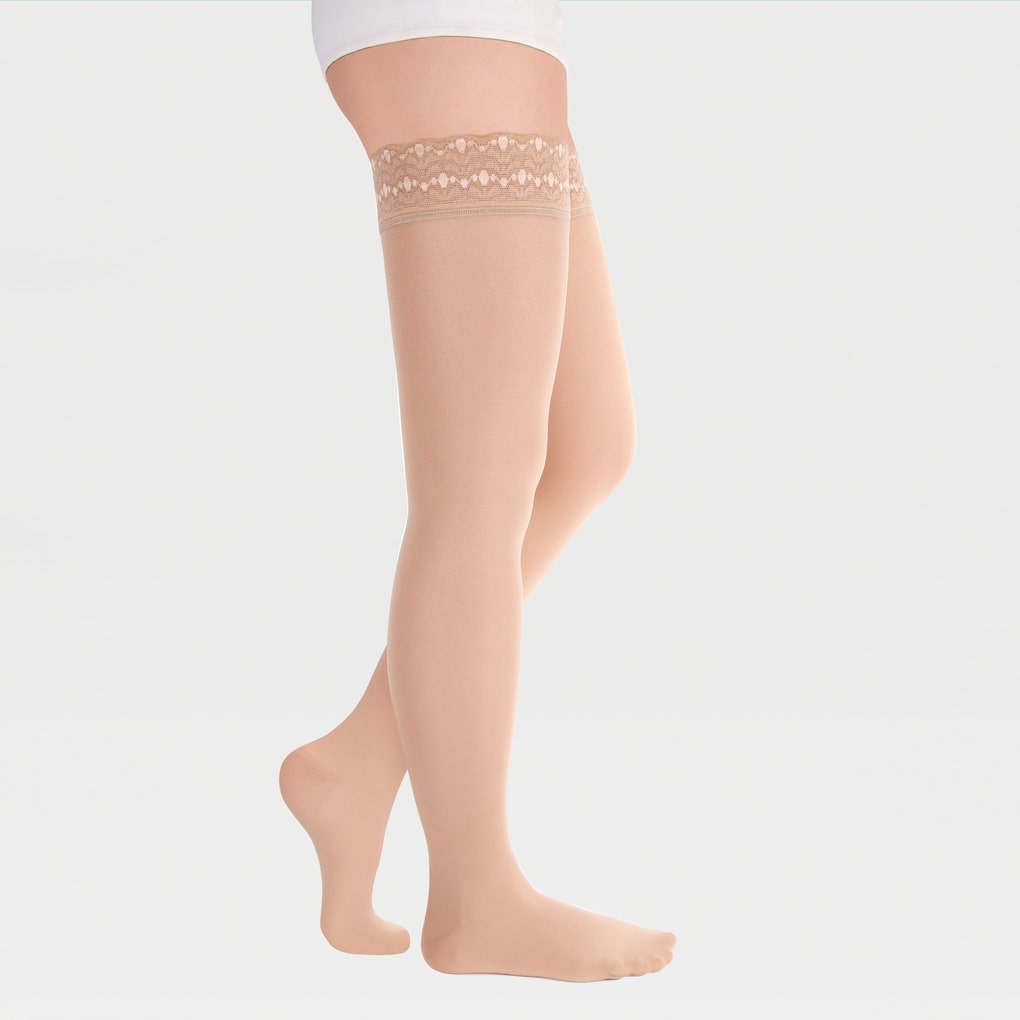 Bas résille à base de silicone à bout fermé transparent sur la cuisse large ID-301tw ID-301TW