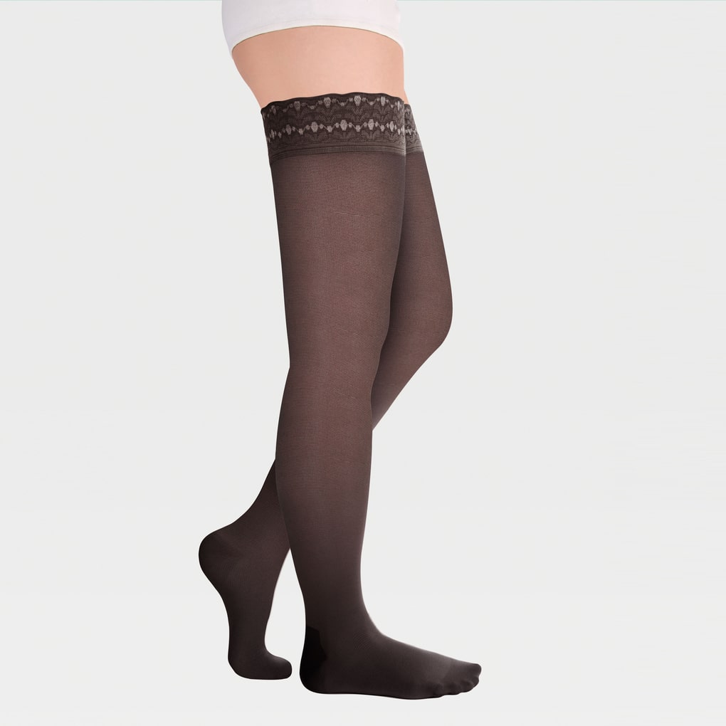 Bas résille à base de silicone à bout fermé transparent sur la cuisse large ID-301tw ID-301TW